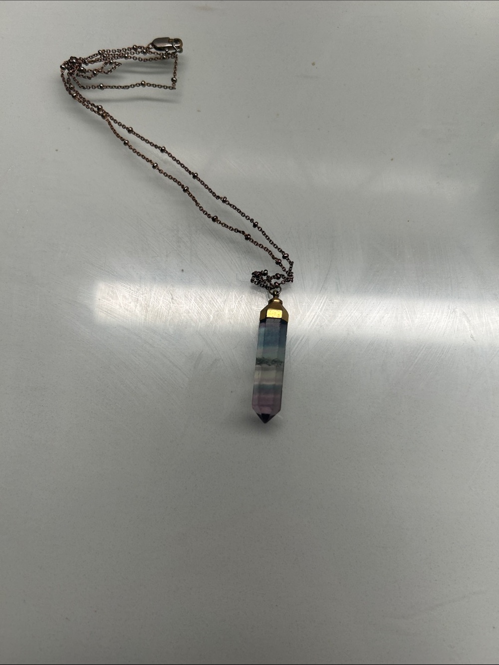 Multi-Color Fluorite Point Pendant Necklace - Women Jewelry